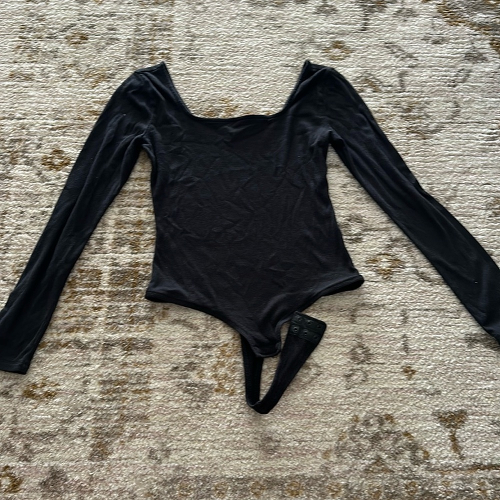 Madewell square low neck black long sleeve bodysuit